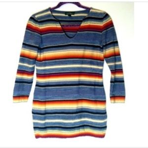 LRL Lauren Jeans Co Ralph Lauren  XS Blue Multi Top Striped Shirt Southwest LS